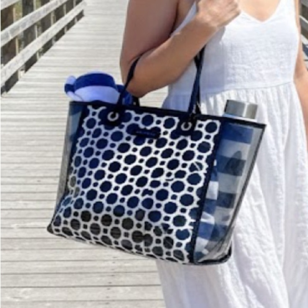 Vera Bradley “Clearly Colorful” Large Beach Pool Tote Bag Geometric Black/White